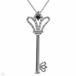 17ctw Diamond 10K White Gold Key Pendant Necklace
