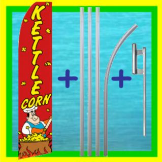 Kettle Corn 15 Tall Food Concession Feather Swooper Bow Banner