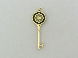 Tiffany Co 18K Yellow Gold Black Enamel Knot Key Pendant $1725