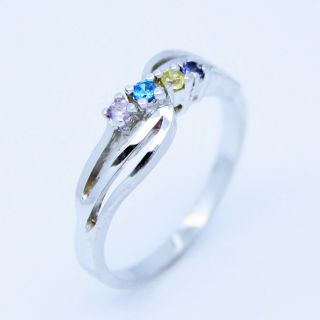 Sterling Silver Family Sisters Mothers Mom 4 Birthstone Ring