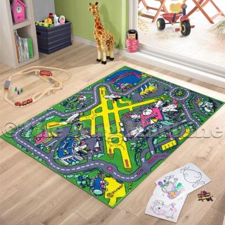 Airport Track Roads Kids Play Mat Rug 100x150 Non Slip Washable New