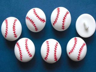 24 White Baseball Buttons Applique Kids 15mm Sport SB05