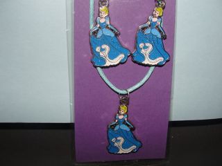 Cinderella Earing and Necklace Charm Kids Children Jewelry Set