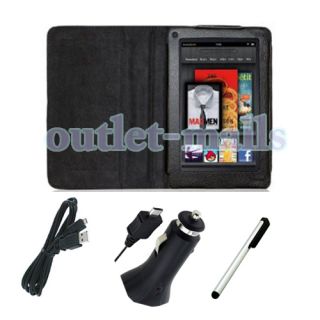 For Kindle Fire Folio Carry Case Cover Car Charger USB Cable Cord