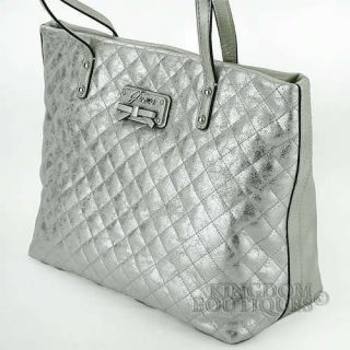 Free SH New Guess Handbag Ladies Kihei Tote Shopper Bag Silver Logo