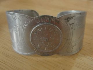 WWII TRENCH ART BRACELET MADE FROM JAP ZERO AIRPLANE JAPANESE WORLD
