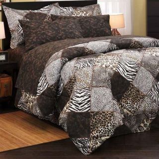  LEOPARD ANIMAL PRINT 8p KING Size Comforter Sheets Bed in a Bag Set