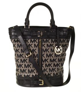 New Michael Kors Kingsbury Large Black Signature Jacquard Tote Handbag