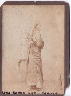Lone Bears Wife Papoose KIOWA Native Indian Cabinet Card CA 1870