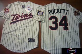 2010 Twins Kirby Puckett Sewn Baseball Jersey Creme XXL