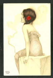 Raphael Kirchner Woman Girl Smoking Cigarette Art Nouveau Serie 4501