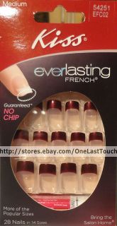 Kiss Everlasting French 28 Glue on Nails Burgundy Tips Medium 54251 2