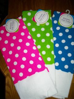 New Polka Dot Kitchen Dish Towel Hot Pink Blue or Green