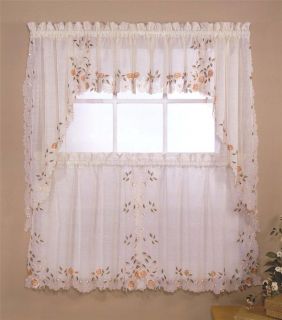 Rosemary 58x36 Pair Tier Kitchen Curtain Linen Color