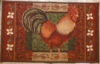 Tuscan Rooster Kitchen Floor Throw Accent Rug Mat New