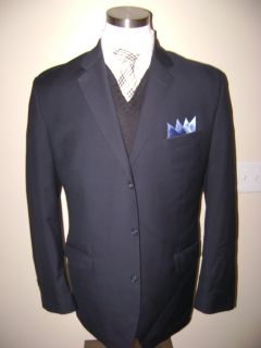 Flawless Calvin Klain mens 3 btn navy blue wool sport coat jacket