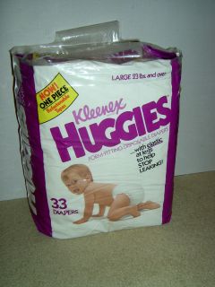  Kleenex Huggies 1982 NEW in Package 33 Disposable Diapers Size Large