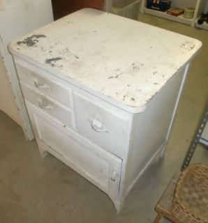 Antique Shabby Paint Kitchen Island Work Station Cabinet Cupboard