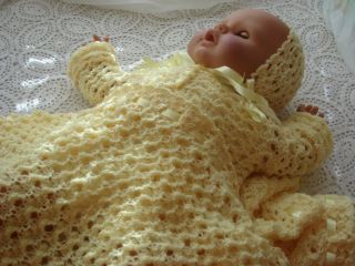 Knitted Baby Afghan Sweater Hat and Booties Set Lemonade Baby