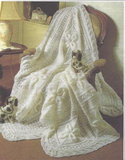 Knitting Pattern Infant Baby Shawl Cot Blanket in DK Finished Sz 49