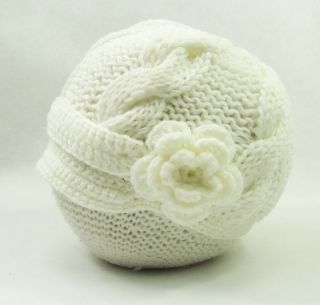 Handmade Knitting Beanie Hat Newsboytoddler Baby White