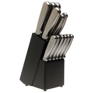 New 14pc Stainless Steel Knife Block Set Cutlery Knives