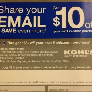 Kohls $10 Off $10 Coupon Forms