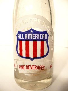 Vintage Soda Kohlmanns All American Vintage ACL 8oz Pop Bottle