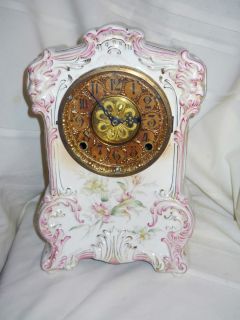 Rare Porcelain China Clock #19 Kroeber Mantel Shelf 1898 99 Hand