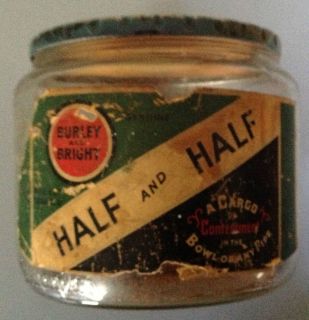 Half and Half Vintage Glass Tobacco Jar with Lid