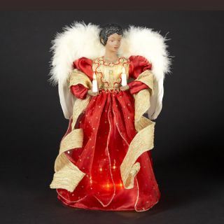 Kurt s Adler Black Angel w Feather Wings Christmas Figurine Gold Red