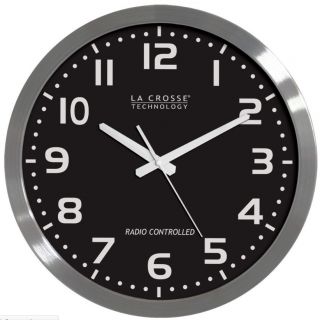 La Crosse WT 3161BK 16 Atomic Analog Wall Clock w Stainless Steel Case