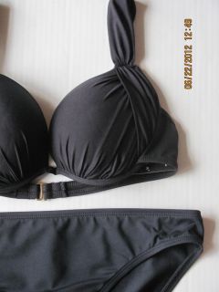 NWT La Blanca Push Up Underwire Molded Cup Bikini French Cut Black 14