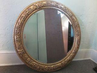 Labarge Large Round Gilt Italian Beveled Mirror