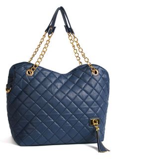 New Faux Leather Womens Ladies Shoulder Tote Handbags Blue Color 7433