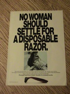 1990 Personal Touch Schick Razor Advertisement Lady Shaving Legs Ad