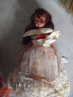 Hard Plastic Storybook Girl Doll in White Lacey Outfit 6 Tall