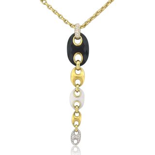 New Valente Marina Collection 18K Gold Black Onyx Diamond Necklace $