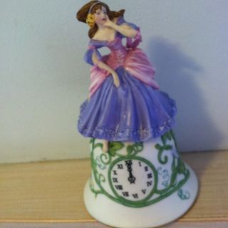 Cinderella Clock At Midnight Figurine Bell, 1984 Franklain Porcelain