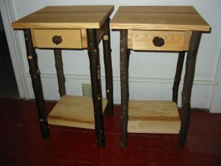 Rustic Twig Ash Nightstands Adirondack Tables Set of Two