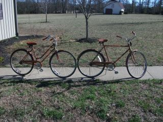Matching Antique Huffy Sea Trails 3 Speed Bicycles Mens and Womens