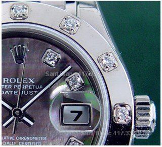Ladies Rolex 18kt WG Pearlmaster MOP Diamond 80319 Sant Blanc