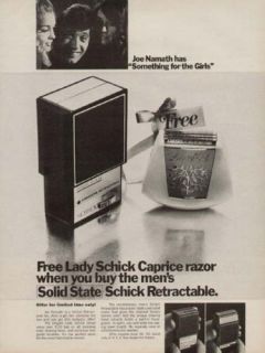 1969 Lady Schick Caprice Razor Joe Namath Vintage Ad