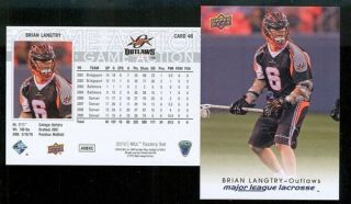 Lacrosse Hofstra Denver Outlaws 2 Brian Langtry Cards