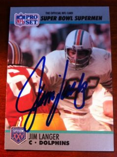1990 Pro Set Card 71 Signed Jim Langer HOF Auto Autograph Dolphins