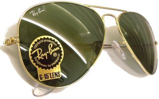 Ray Ban Large Metal Aviator Sunglasses 58mm lens size Gold Frame G15