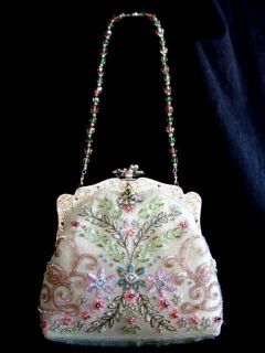 Larisa Barrera Mint Green Bead Encrusted Small Handbag Clutch