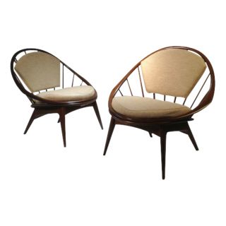 IB Kofod Larsen for Selig Hoop Occasional Danish Modern Chairs