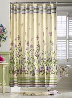 Purple Lavender Butterfly Fabric Bathroom Shower Curtain Curtains New