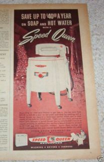 1952 Speed Queen Wringer Laundry Washer Print Ad